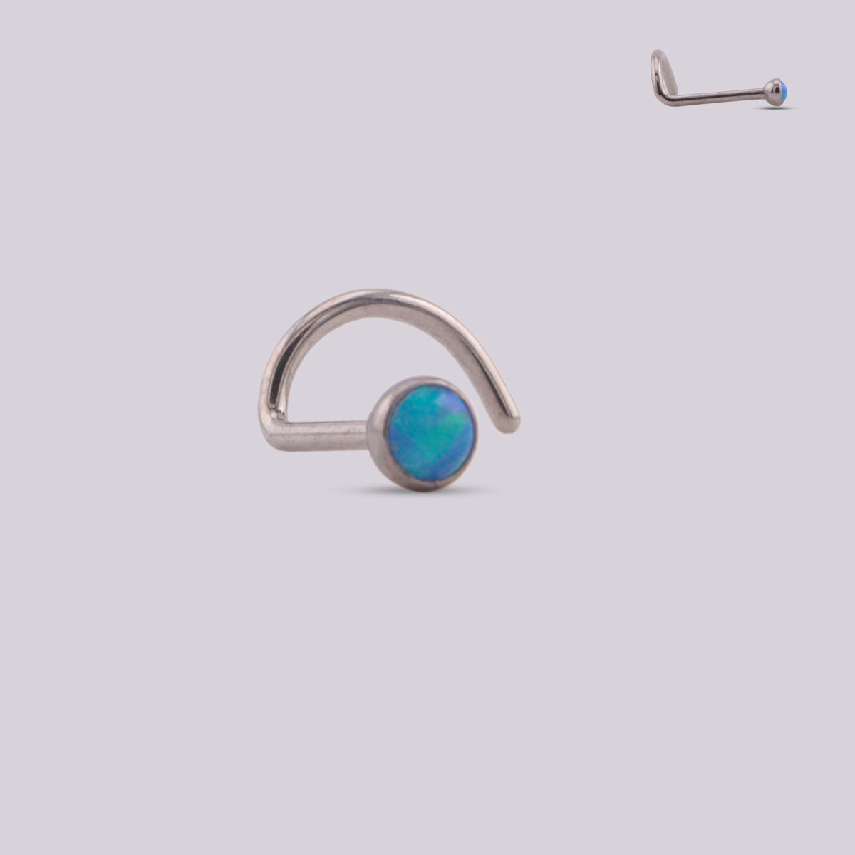 Titanium Spiral Nostril with Opal #05