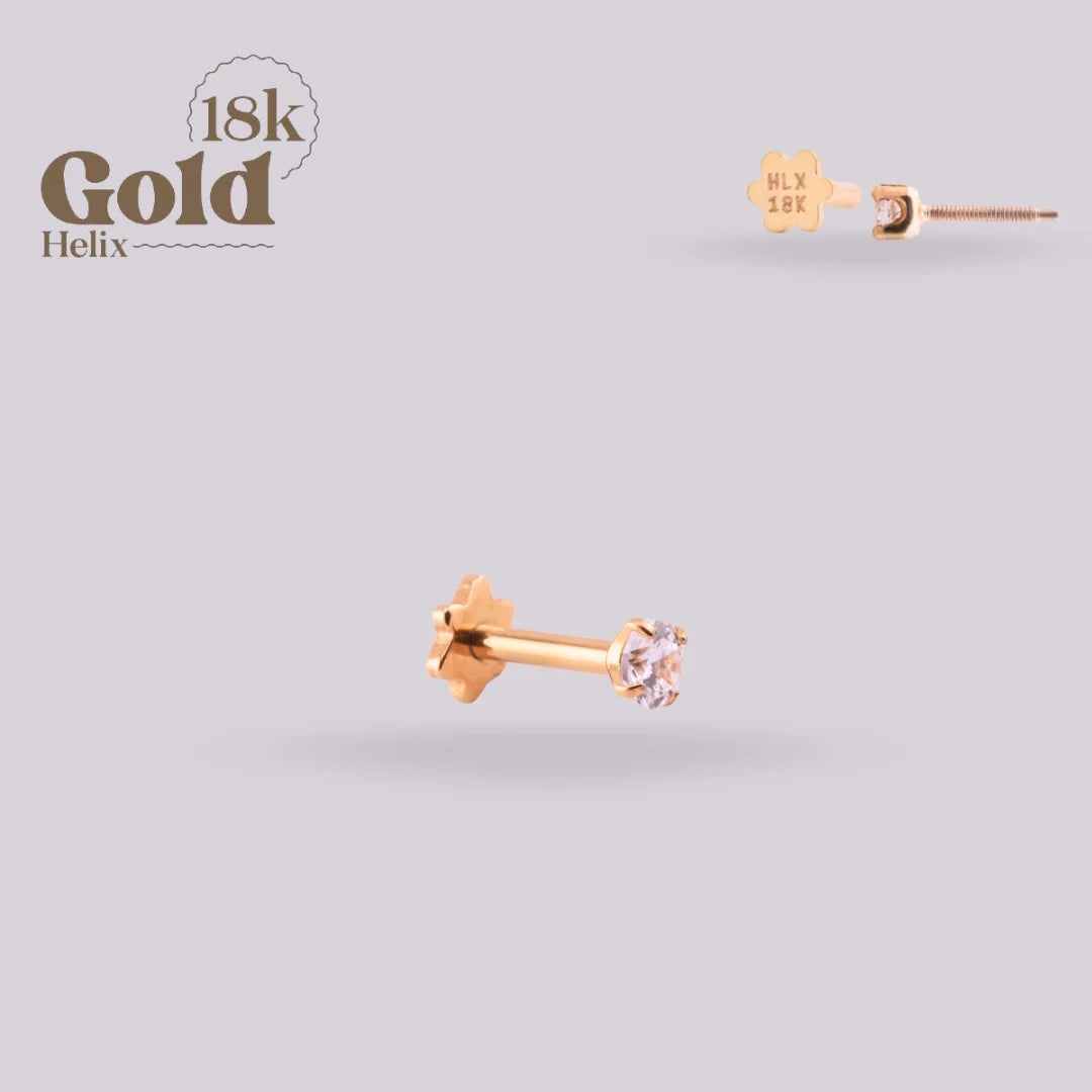 Labret en Oro 18K con Moissanita y Sistema Pin & Twist