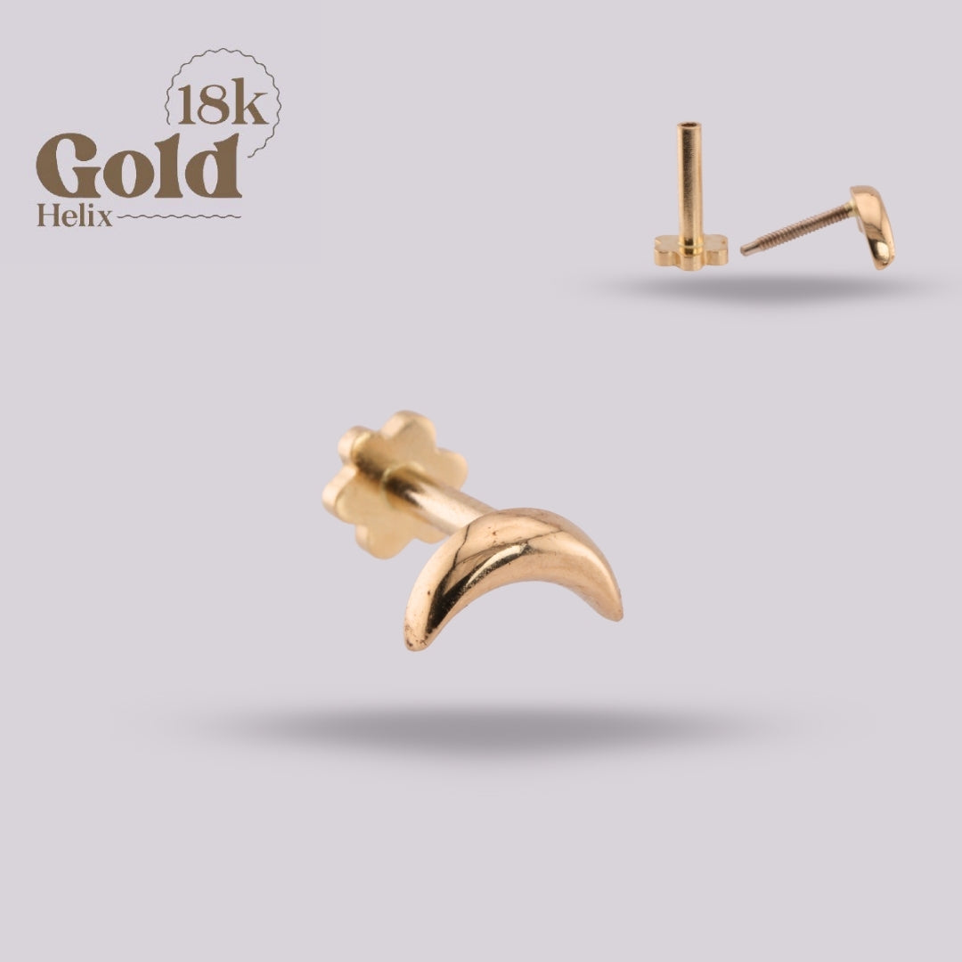 Labret Luna en Oro Sólido 18K