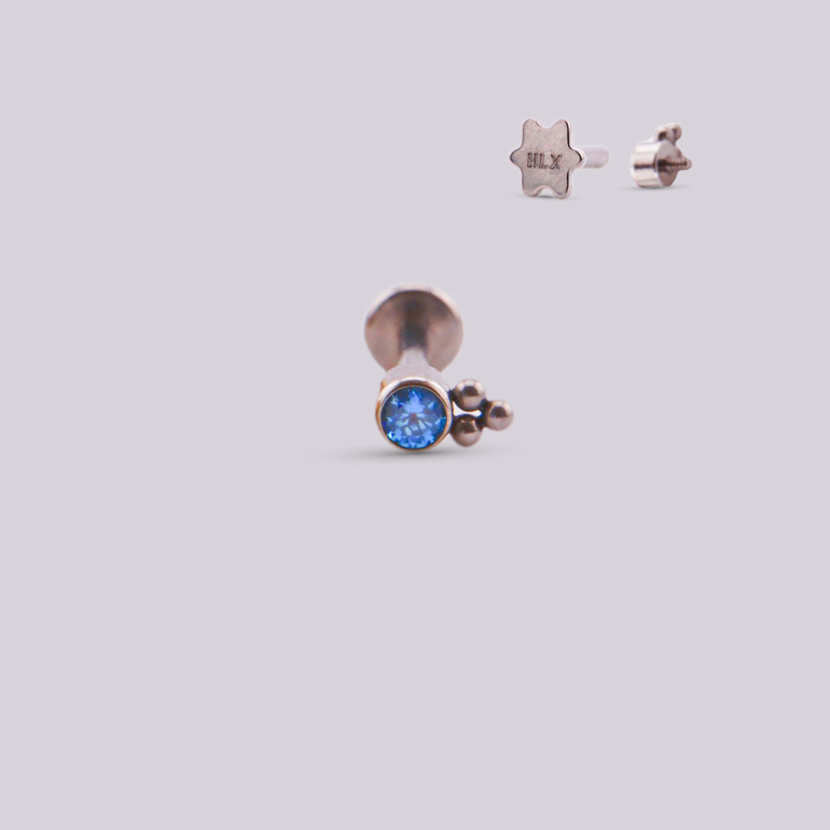 Labret Minni Aqua en Titanio – Plateado