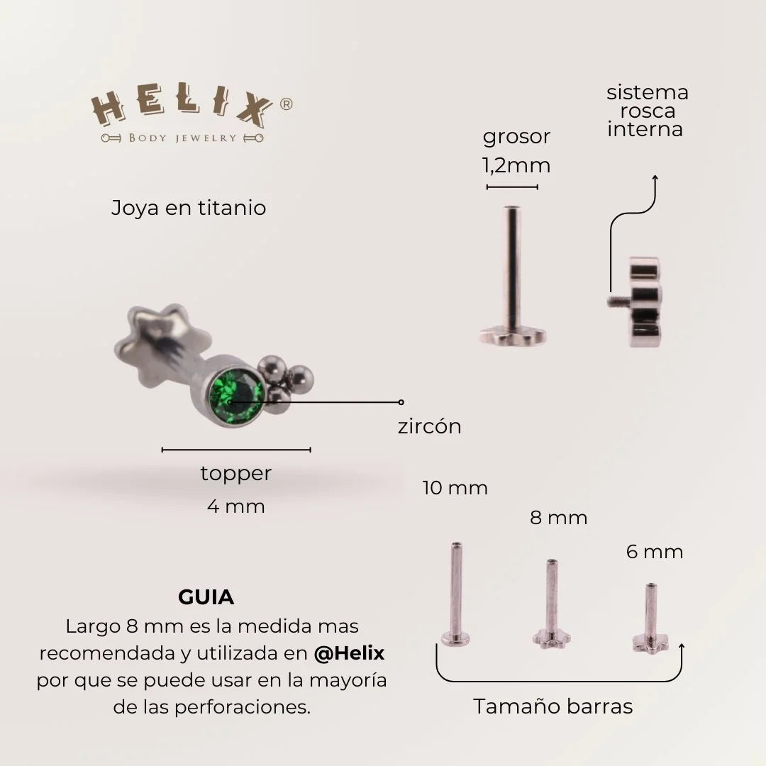 Labret Mini Verde en Titanio
