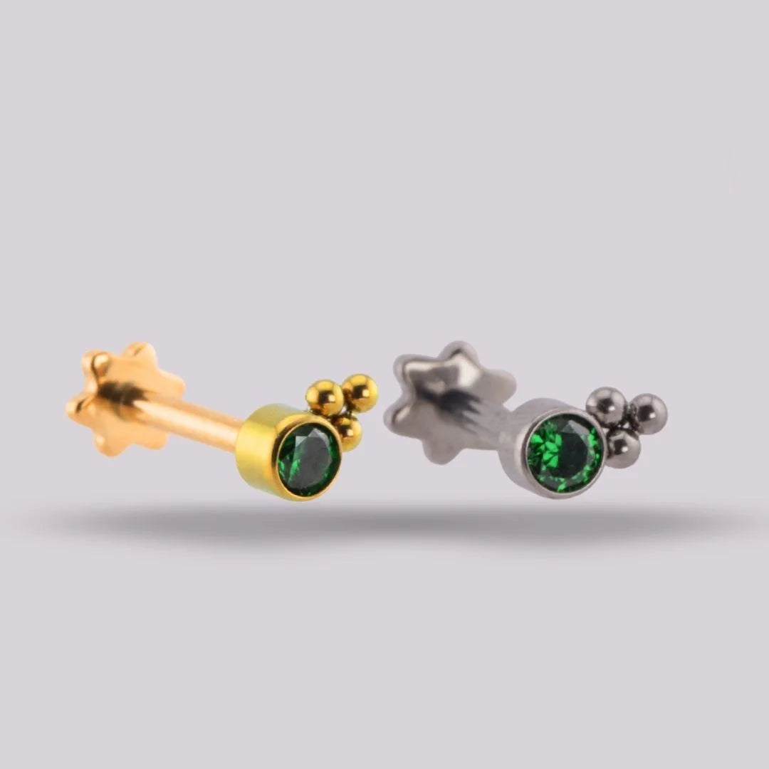 Labret Mini Verde en Titanio