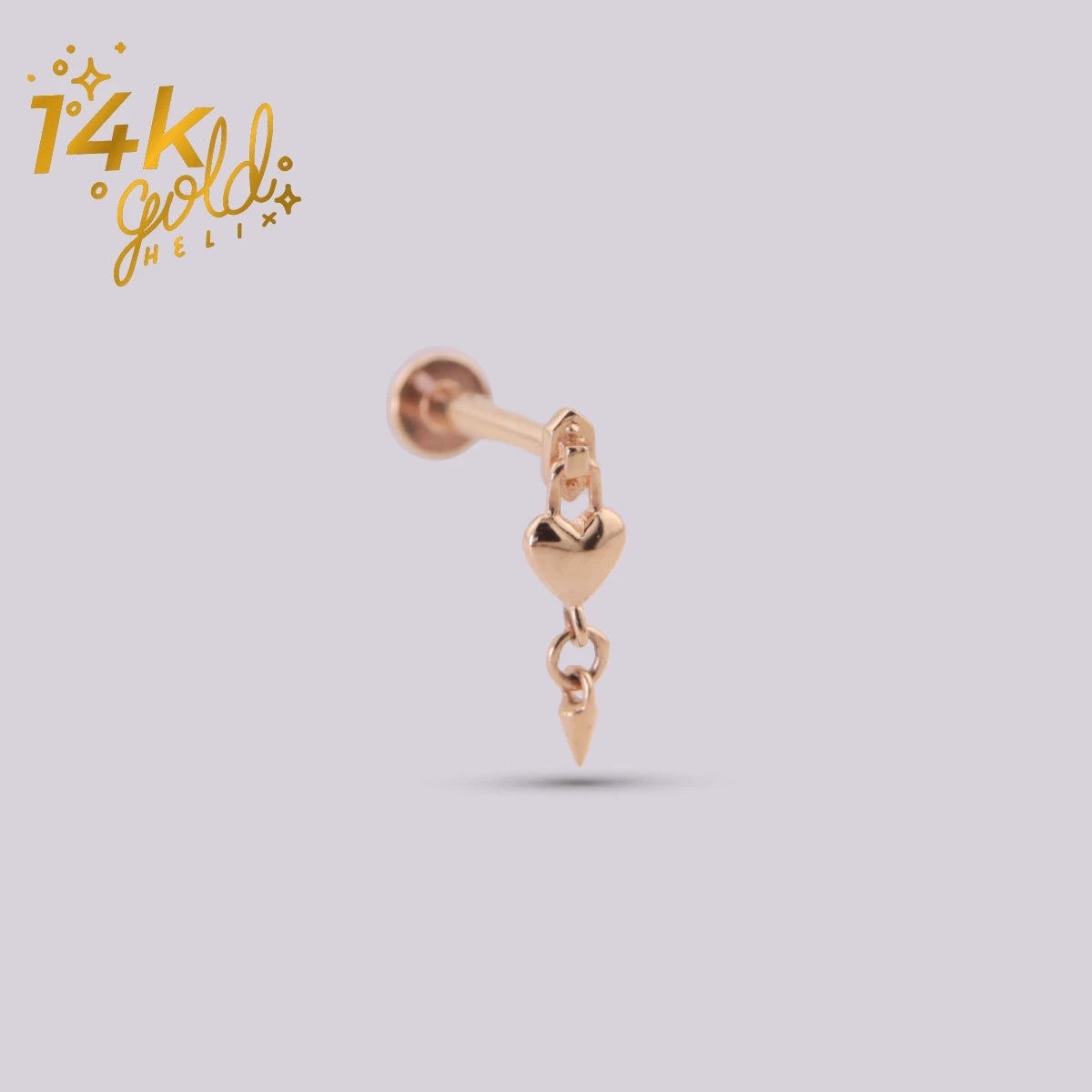 Labret Corazón Colgante Oro 14K