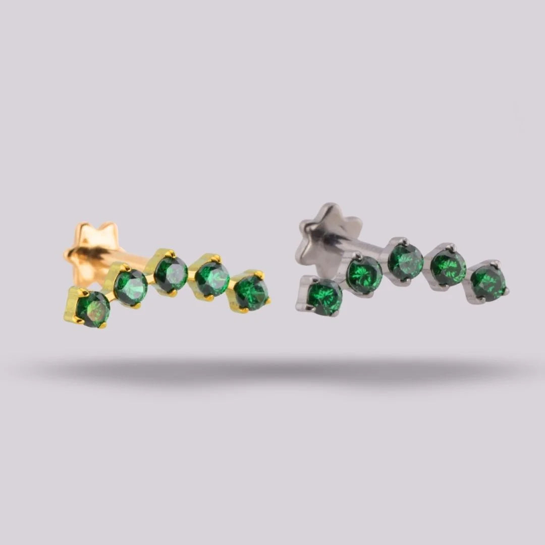 Labret Penta Verde en Titanio