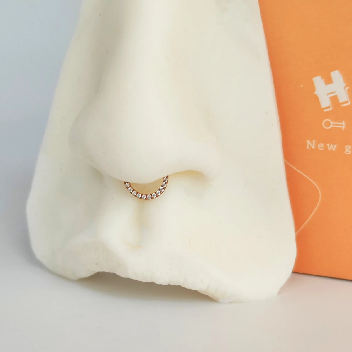 Frontal Zircon Clicker Hoop in Rose Gold Titanium