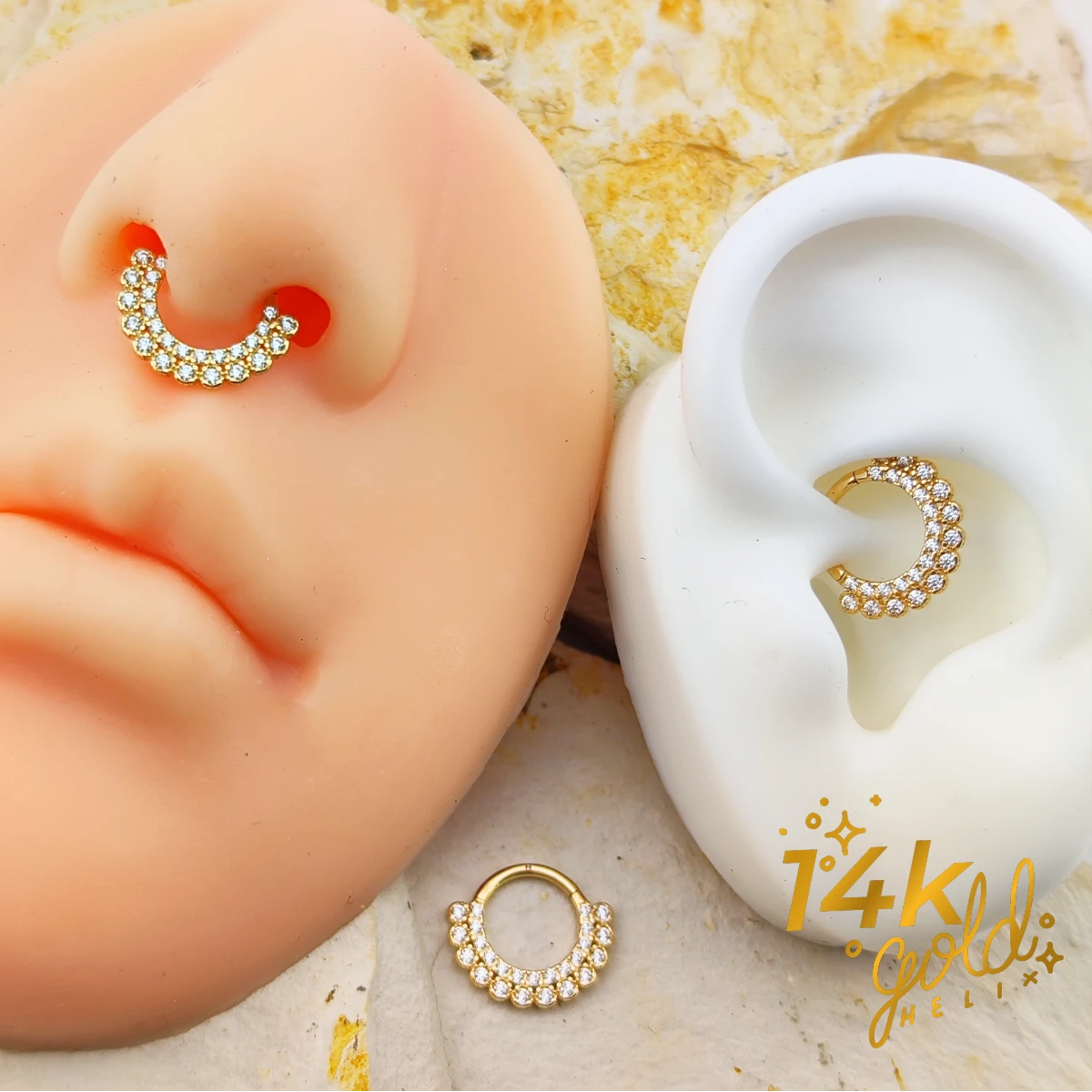 Luxury Eldora – Clicker en Oro 14K con Zirconia 5A