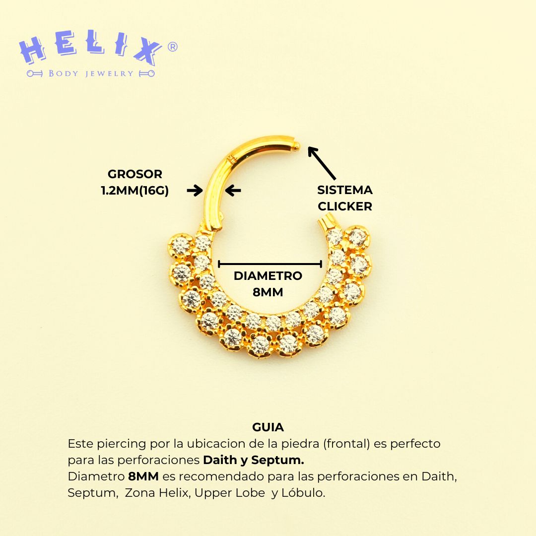Luxury Eldora – Clicker en Oro 14K con Zirconia 5A