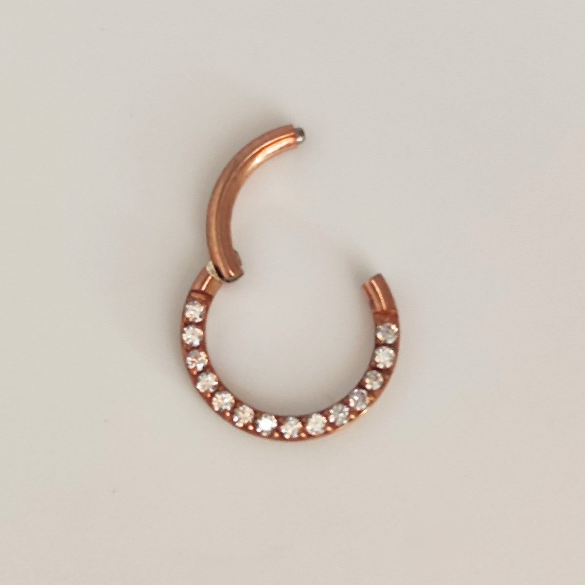 Frontal Zircon Clicker Hoop in Rose Gold Titanium