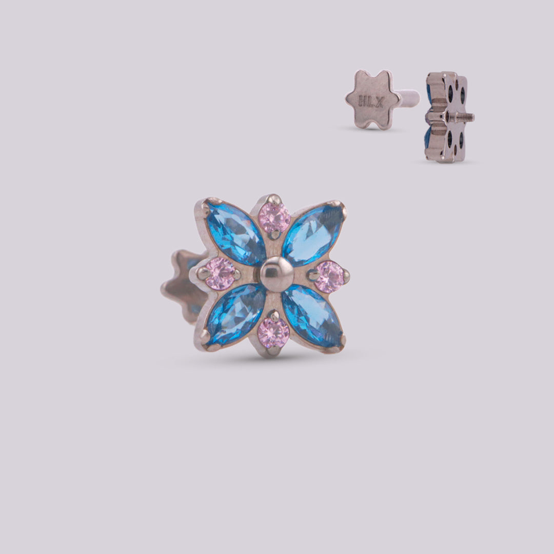 Labret Primavera en Titanio con Flores