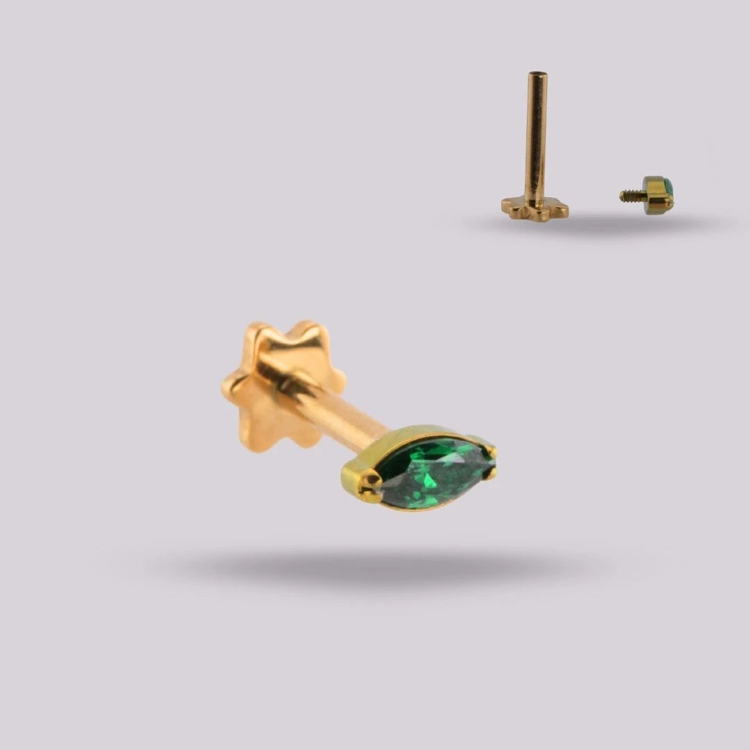 Labret Zafiro Verde en Titanio