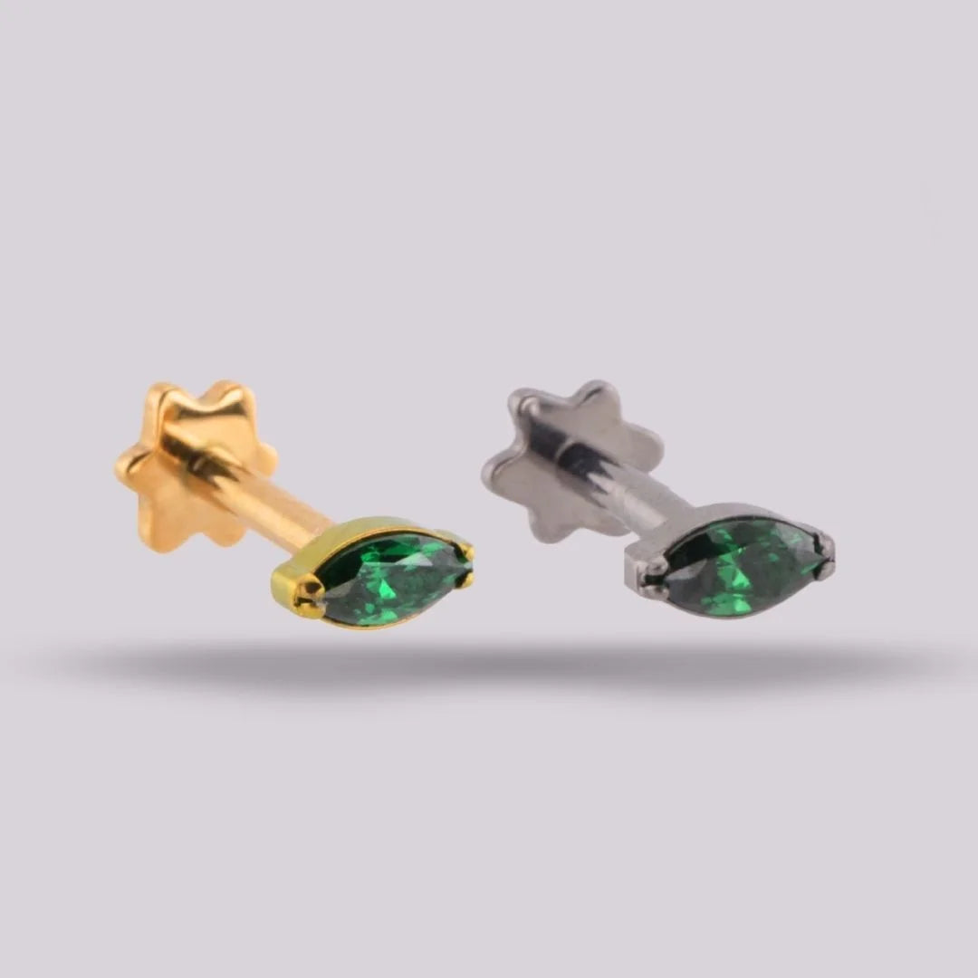 Labret Zafiro Verde en Titanio