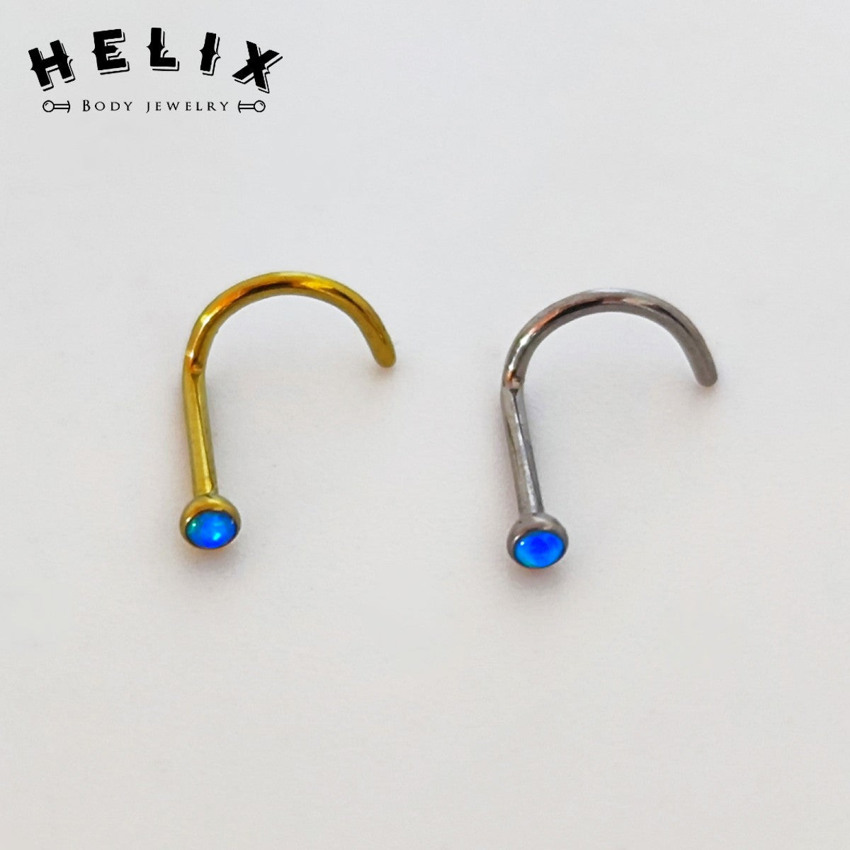 Titanium Spiral Nostril with Opal #05