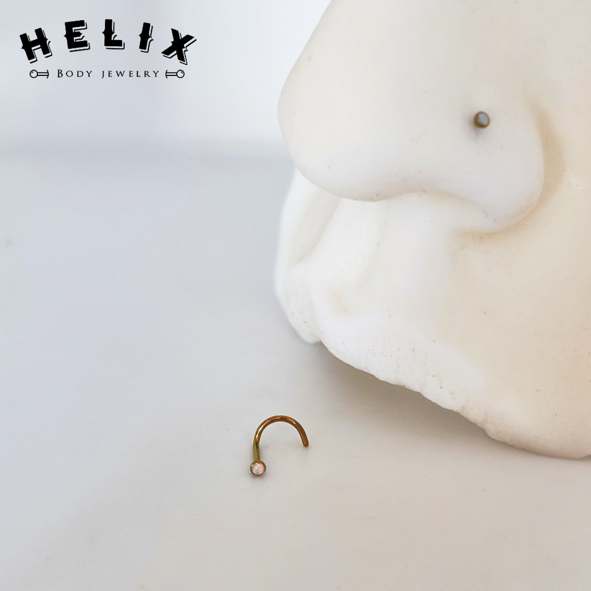 Titanium Spiral Nostril with Opal #05